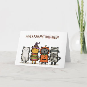 Grappige Katten Gelukkig Halloween Kaart