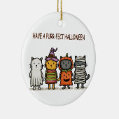 Grappige Katten Gelukkig Halloween Keramisch Ornament (Rechts)