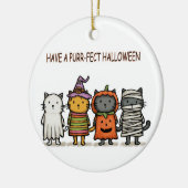 Grappige Katten Gelukkig Halloween Keramisch Ornament (Links)