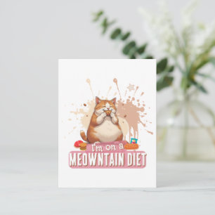Grappige katten grap quote Schattige dikke kat ete Briefkaart