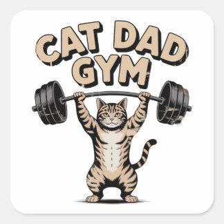 Grappige katten gym voor papa vierkante sticker
