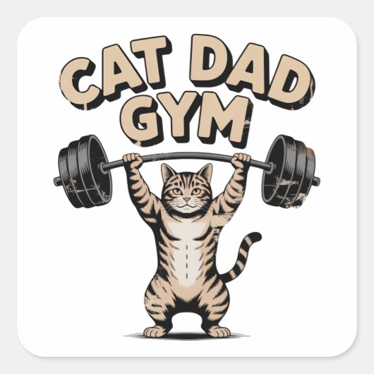 Grappige katten gym voor papa vierkante sticker (Voorkant)
