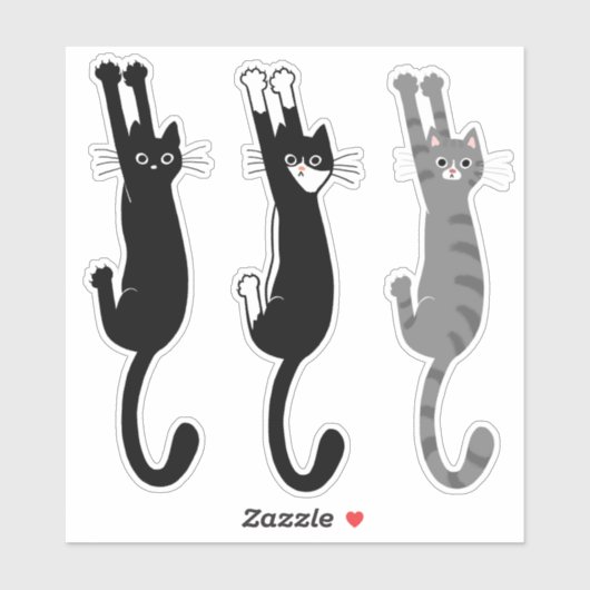 Grappige katten hangen aan | Black Cat, Tuxedo, Ta Sticker (Vel)