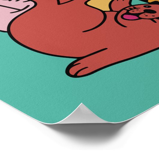 Grappige katten illustratie aangepaste kleur poster (Hoek)