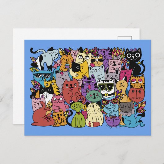 Grappige katten illustratie briefkaart (Voorkant / Achterkant)