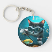 Grappige katten in het aquarium sleutelhanger (Voorkant)