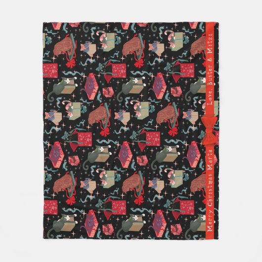 Grappige katten in kerstdozen gepersonaliseerd fleece deken (Voorkant)