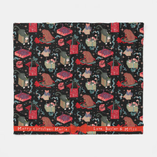Grappige katten in kerstdozen gepersonaliseerd fleece deken