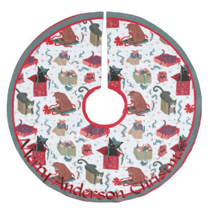 Grappige katten in kerstdozen gepersonaliseerd kerstboom rok