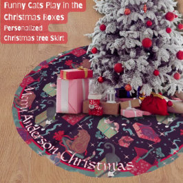 Grappige katten in kerstdozen gepersonaliseerd kerstboom rok