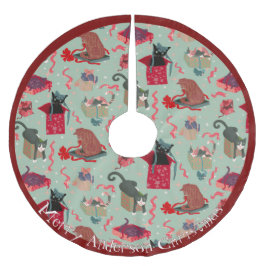 Grappige katten in kerstdozen gepersonaliseerd kerstboom rok