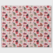 Grappige katten in kerstdozen roze rood groen cadeaupapier (Vlak)