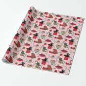 Grappige katten in kerstdozen roze rood groen cadeaupapier (Uitgerold)