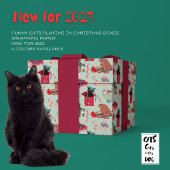 Grappige katten in kerstdozen Sage Cadeaupapier