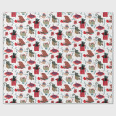 Grappige katten in kerstdozen wit rood groen cadeaupapier (Vlak)