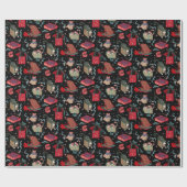 Grappige katten in kerstdozen zwart rood groen cadeaupapier (Vlak)