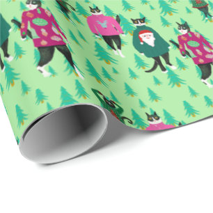 Grappige katten in lelijke kerst jumpers groen cadeaupapier
