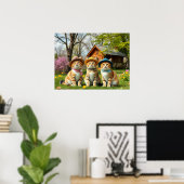 Grappige katten in preppy lente kleding en hoeden poster (Thuiskantoor)