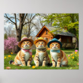 Grappige katten in preppy lente kleding en hoeden poster (Voorkant)