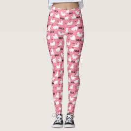 Grappige katten in yogahoudingen patronen roze leggings