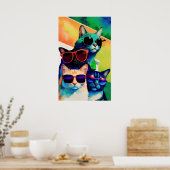 Grappige Katten in zonnebril Poster (Keuken)