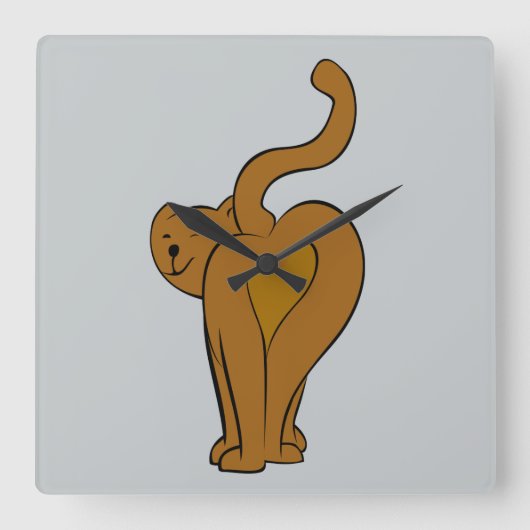 Grappige katten, kattenstaart wandklok (Voorkant)