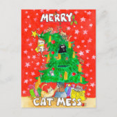 Grappige Katten Kerst ansichtkaart Briefkaart (Voorkant)