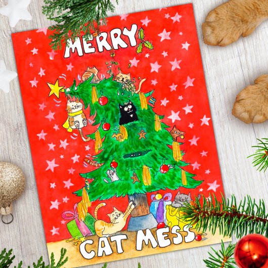 Grappige Katten Kerst ansichtkaart Briefkaart