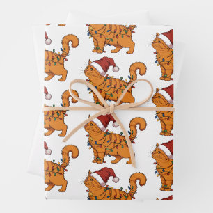 Grappige Katten Kerst Oranje Kat Moeder Huisdierli Inpakpapier Vel