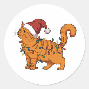 Grappige Katten Kerst Oranje Kat Moeder Huisdierli Ronde Sticker