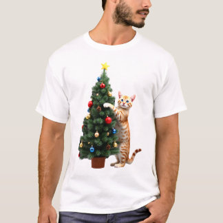 Grappige Katten Kerstboom Kerstcadeaus Mannen Vrou T-shirt
