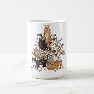 Grappige Katten Kerstboom Verwarde Lichtjes Vakant Koffiemok
