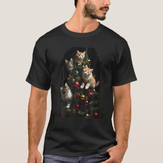 Grappige Katten Kerstboom X Mas T-shirt