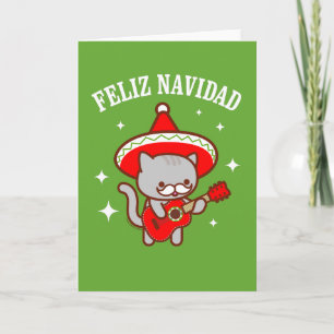Grappige Katten Kerstkaart: "FELIZ NAVIDAD" Kaart