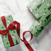 Grappige Katten Kerstmis patroon groen Cadeaupapier