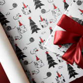 Grappige Katten Kerstmis patroon wit Cadeaupapier