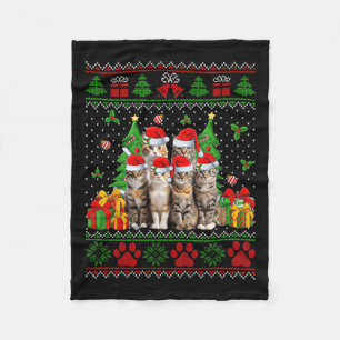 Grappige Katten Kerstmuts Kerstboom Lelijke Kerst Fleece Deken