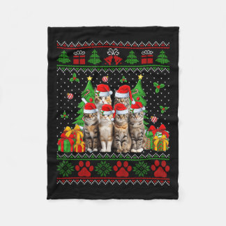 Grappige Katten Kerstmuts Kerstboom Lelijke Kerst Fleece Deken