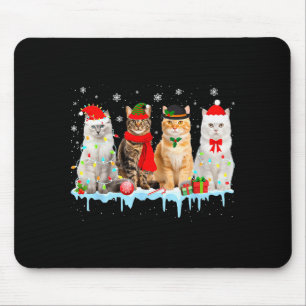 Grappige Katten Kerstverlichting Rendier Kerstman  Muismat