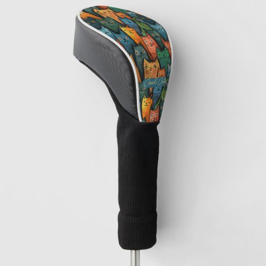 Grappige Katten Kleurrijk Golfheadcover (Schuin)