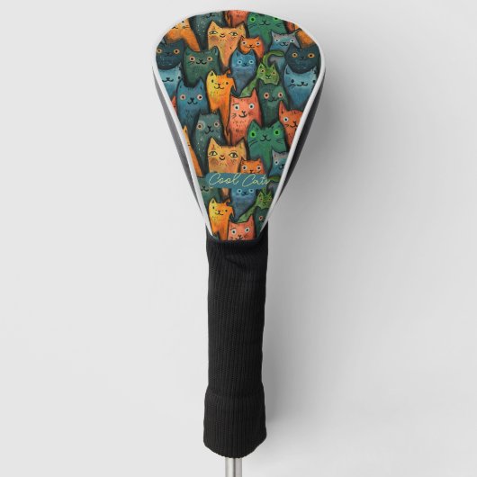 Grappige Katten Kleurrijk Golfheadcover (Voorkant)