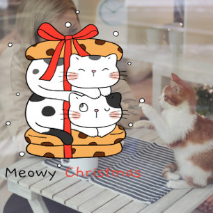 Grappige Katten Koekjes Meowy Kerst Huisdierwinkel Raamsticker