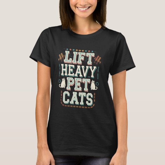 Grappige Katten Krachttraining Workout T-shirt (Voorkant)