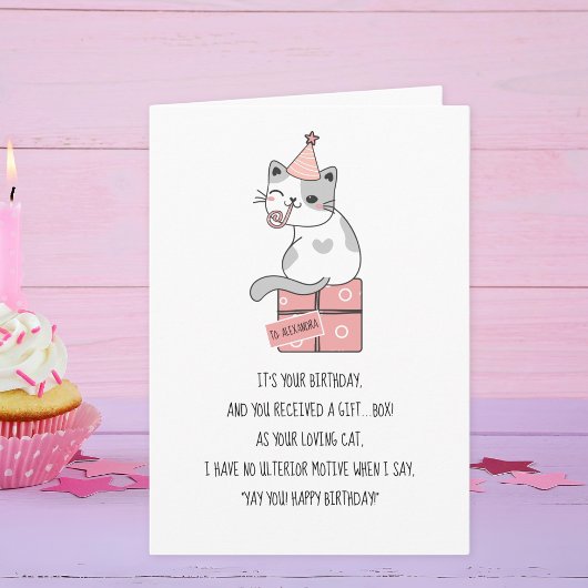 Grappige Katten Liefde Dozen Aangepaste Naam Verja Kaart