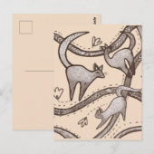 grappige katten lijnkunst briefkaart (Voorkant / Achterkant)