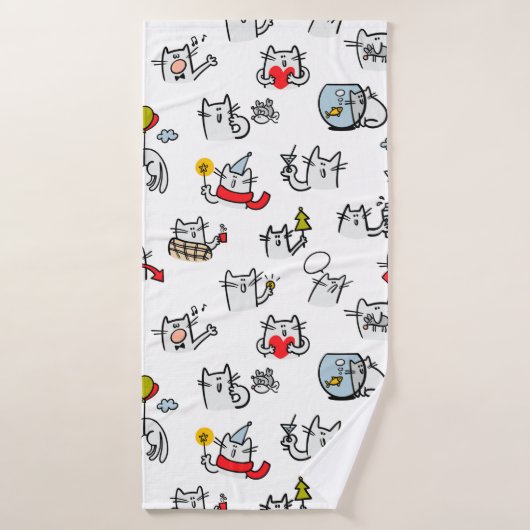 Grappige katten, melk en magie. badhanddoek (Badhanddoek)