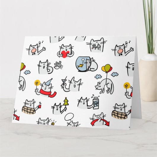 Grappige katten, melk en magie. bedankkaart (Voorkant)