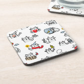 Grappige katten, melk en magie. bier onderzetter (Linkerzijde)