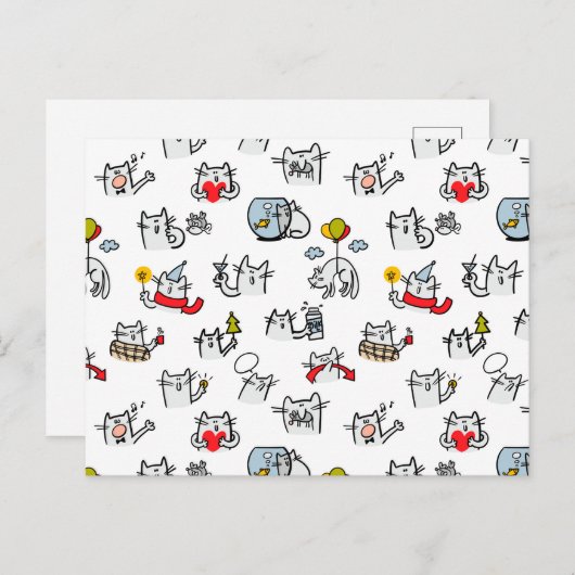 Grappige katten, melk en magie. briefkaart (Voorkant / Achterkant)