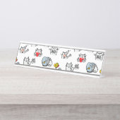 Grappige katten, melk en magie. bureau naambordje (Voorkant)